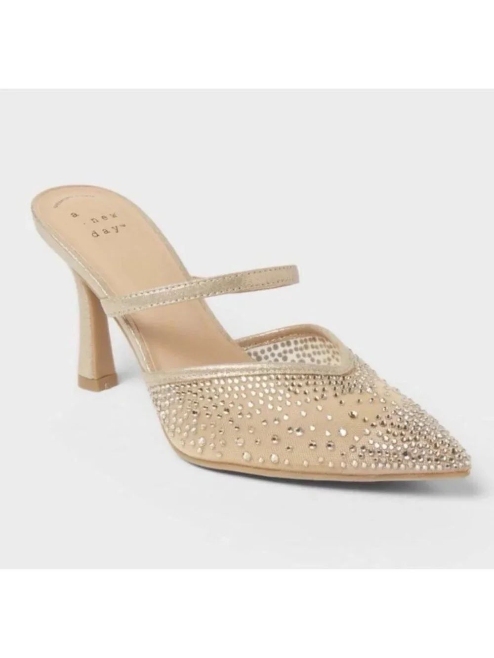 A New Day Women's Sonia Rhinestone Pointed Toe Mule Shoes Size 8